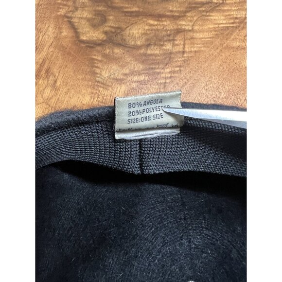 CC Cheveux Black Angora Blend Hat Women's One Size Knit Winter Brim Cap Barre  - Picture 5 of 6